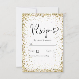 Moderne weiße Gold-Glitter-Hochzeit RSVP Karte