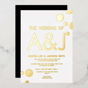 Moderne weiße Golddots-Hochzeitsfoil-Einladung Folieneinladung