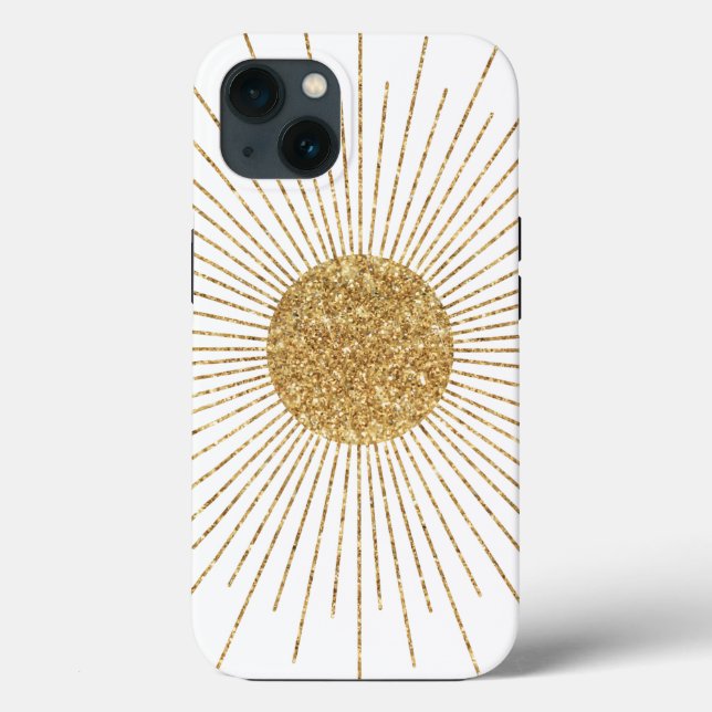 Moderne, weiße goldene Sonne Case-Mate iPhone Hülle (Rückseite)
