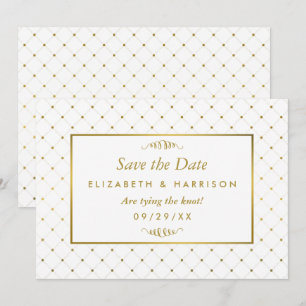 Moderne Weiße & Goldfolie Save The Date