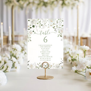 Moderne Weiße Grüne Florale Hochzeit Tischnummer