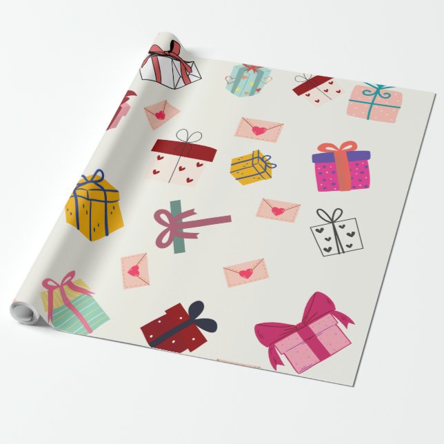 Moderne weiße gürtelige Bithday Geschenkpapier (Ungerollt)