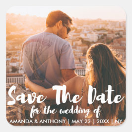 Moderne weiße Hand geschrieben, Fotografie Quadratischer Aufkleber