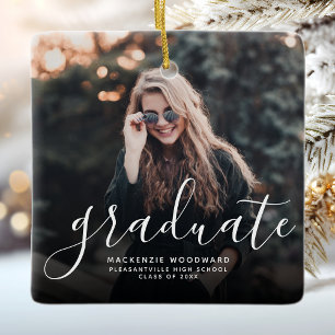 Moderne weiße Handschrift-Foto-Abschluss Keramikornament
