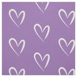 Moderne weiße Herzen, Lila Hintergrund, Muster Stoff