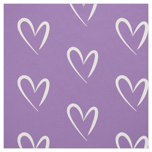 Moderne weiße Herzen, Lila Hintergrund, Muster Stoff (Muster)