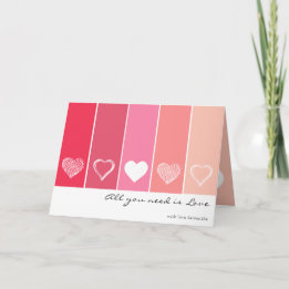 Moderne weiße Herzen Rot und Rosa Streifen Valenti Karte