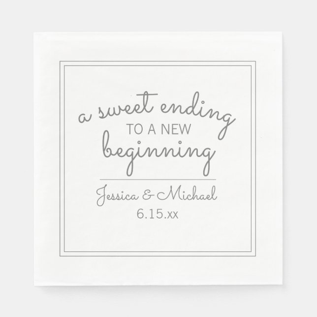Moderne weiße Hochzeit Süß Unterwegs Serviette (Vorderseite)