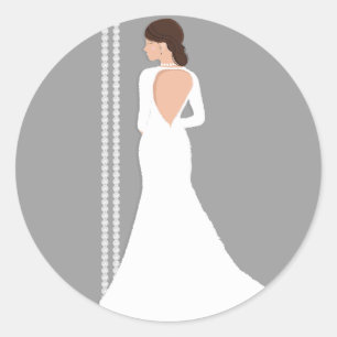 Moderne Weiße Hochzeitskleid Brillant Brautparty Runder Aufkleber