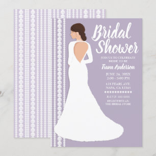 Moderne weiße Hochzeitskleid & Perlen-Junggesellin Einladung