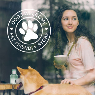 Moderne weiße Hunde Willkommen Haustier Friendly S Fensteraufkleber