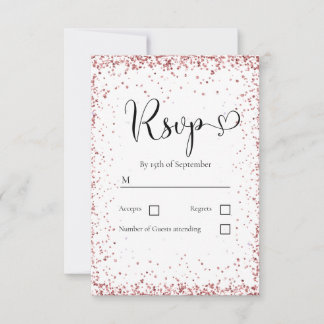Moderne weiße Kupfer-Glitter-Hochzeit RSVP Karte