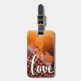 Moderne weiße Liebe der Überlagerungs-| mit Foto Gepäckanhänger