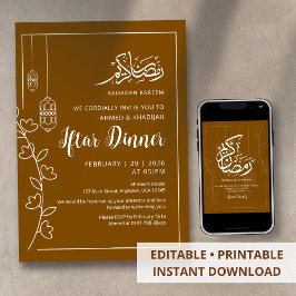 Moderne weiße Linienkunst Artn Ramadan-Iftar-Abend Einladung