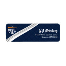 Moderne weiße Menorah und Blue Hanukkah-Adresse