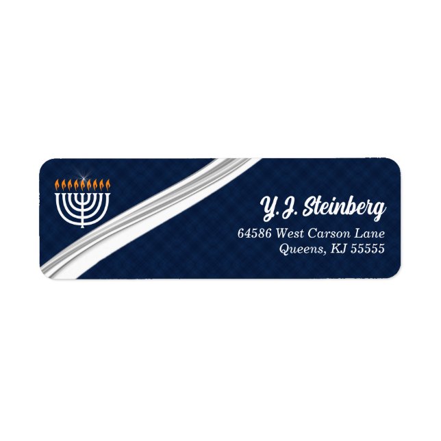 Moderne weiße Menorah und Blue Hanukkah-Adresse (Vorne)