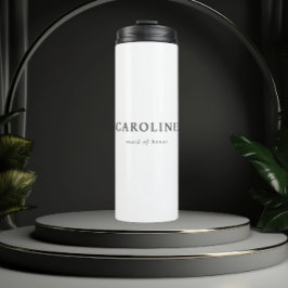 Moderne weiße Minimal-Trauzeugin Thermosbecher