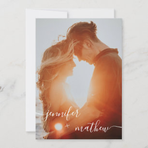 Moderne weiße minimalistische Drehbücher Fotos Hoc Einladung