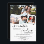 Moderne weiße Minimalschrift 4 Fotos Hochzeit Einladung<br><div class="desc">Moderne Schwarz-Weiß-Schriftzeichen-Hochzeit mit 4 Foto-Gittercollage.</div>