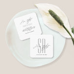 Moderne weiße Monogramm-Initialen für Haarstempel Quadratische Visitenkarte<br><div class="desc">Moderne rosa Monogramm-Initialen der Haarstylistin</div>