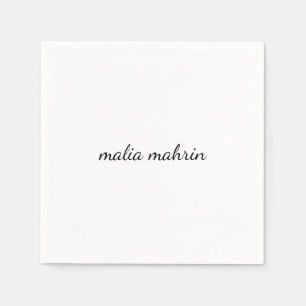 Moderne weiße Monogramm-Schrift-Design Serviette
