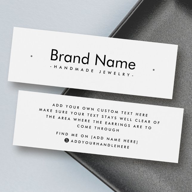 Moderne weiße Ohrring-Visitenkarte (Modern minimalist white stud earring display card)