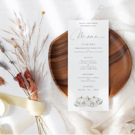 Moderne weiße Pumpkins Florals Wedding Menükarte