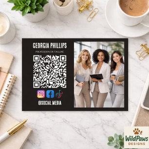 Moderne Weiße QR-Code-Foto-Social-Media-Icons Visitenkarte