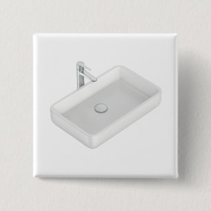 Moderne weiße quadratische Badezimmerwaschbecken m Button