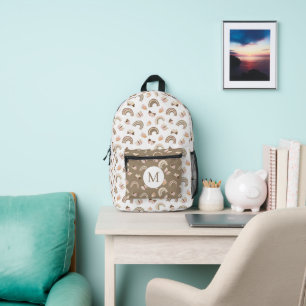 Moderne weiße & rosa Schmetterlinge Regenbogen-Mon Bedruckter Rucksack