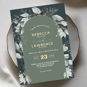 Moderne weiße Salbei-Blumen-Hochzeitseinladung Einladung