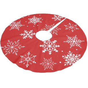 Moderne weiße Schneeflocken  Polyester Weihnachtsbaumdecke