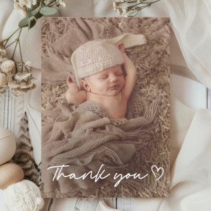 Moderne Weiße Schrift Danke Foto Baby Shower
