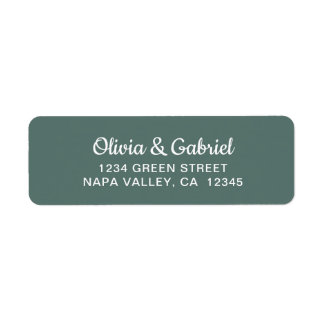 Moderne weiße Schrift. Green Wedding Rücksendeadre