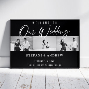 Moderne weiße Schriftzug-Foto-elegante Hochzeitspo Poster
