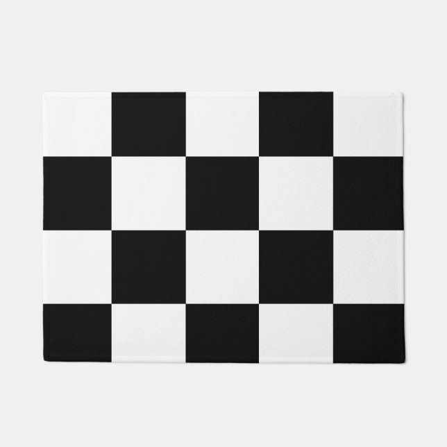 Moderne weiße schwarzes Quadrat-Muster-Gewohnheit Fußmatte (Vorderseite)