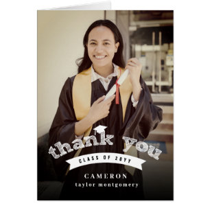 Moderne weiße Skizze Abschlussmütze Foto Danke