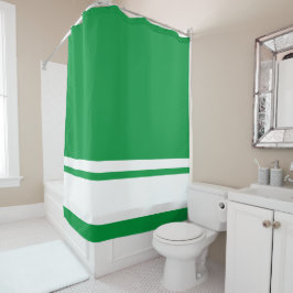 Moderne weiße Streifen auf Kelly Green Duschvorhang