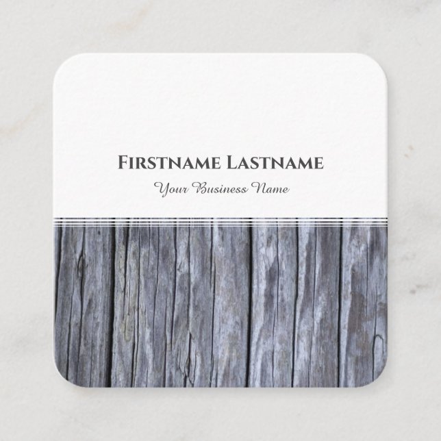 Moderne, weiße Streifen graues Holzdesign Quadratische Visitenkarte (Vorderseite)