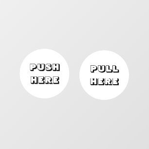 Moderne weiße Türschild Push-Pull Fensteraufkleber