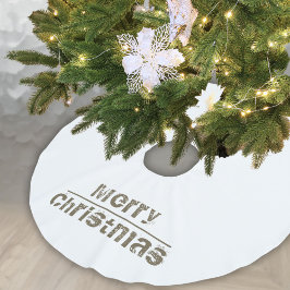 Moderne weiße Typografie frohe Weihnachten Polyester Weihnachtsbaumdecke