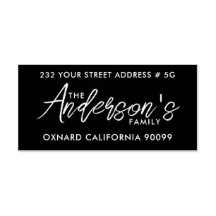 Moderne weiße Typografie in Schwarz Gummistempel