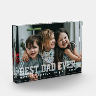 Moderne weiße Typografie Personalisierter Best Dad Fotoblock