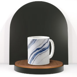 Moderne weiße und blaue minimalistische Marmoropti Kaffeetasse