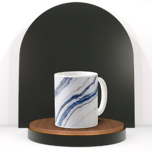 Moderne weiße und blaue minimalistische Marmoropti Kaffeetasse