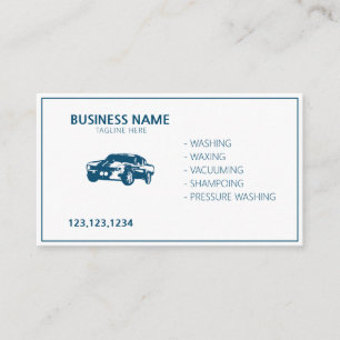 Moderne, weiße und blaue mobile Autos - Wash & De Visitenkarte