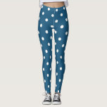 Moderne, weiße und blaue Polka-Punkte-Muster Leggings<br><div class="desc">Bruch mit modernen weißen und blauen Polka Punkte,  Flecken,  Muster.
Modernes,  trendiges Legging.</div>