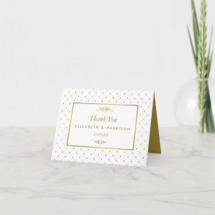 Moderne weiße und goldene Folien-Effekt-Hochzeit Dankeskarte