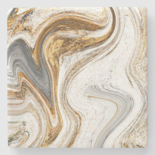 Moderne weiße und goldene Marmor-Optik Steinuntersetzer