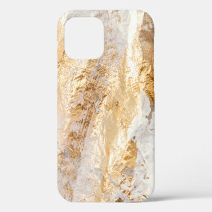 Moderne weiße und goldene Pinsel gemalte Hintergru iPhone 12 Hülle